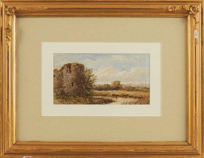 George Harlow White, Cattle Wattering by Old Fortification, watercolour, 1879 - view 2