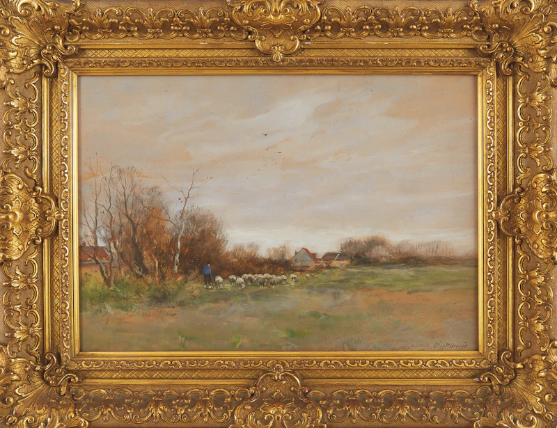 Charles Paul Gruppe, Pastoral Landscape with Sheep, watercolour - view 2