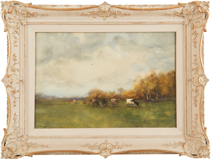 Charles Paul Gruppe, Grazing Cattle in Fall, watercolour - view 2