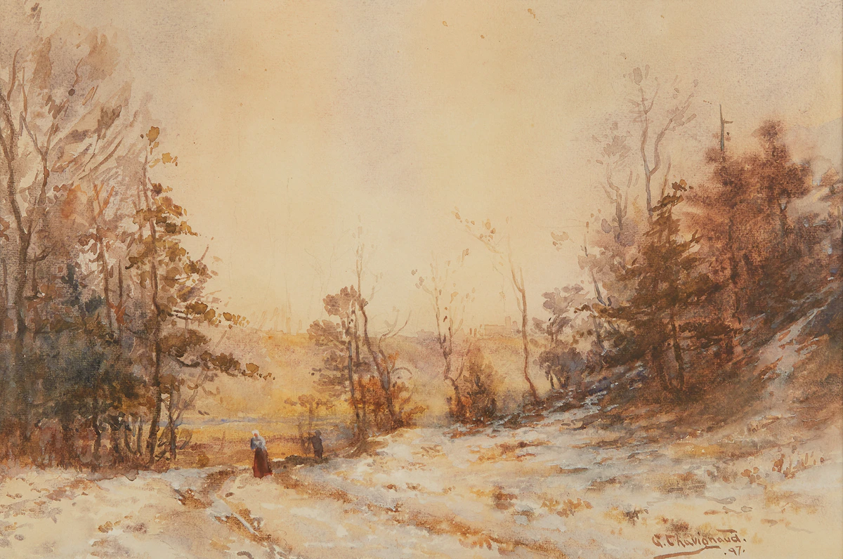 Georges Chavignaud, On the Path, watercolour, 1897