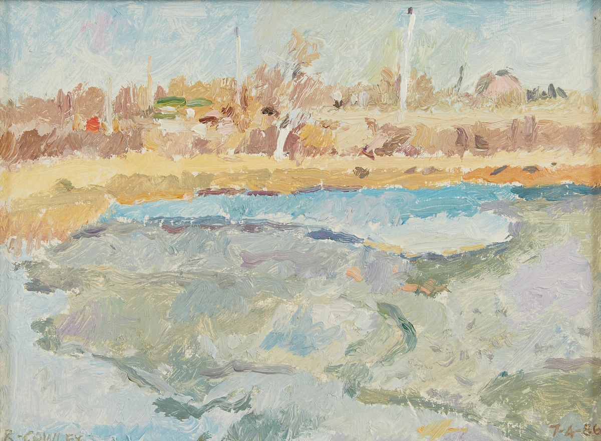 Reta Madeline Cowley, Untitled (Farm Dugout, 1986), oil on board