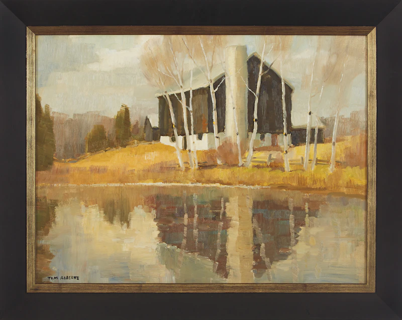 Thomas Keith Roberts, Barn Near the Pond, oil on board - view 2