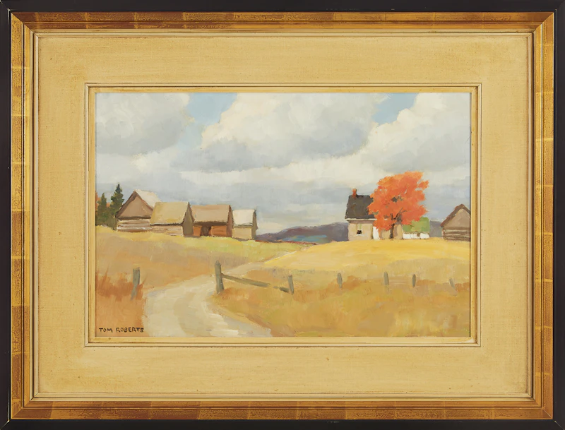 Thomas Keith Roberts, Farm with Red Maple, oil on board - view 2