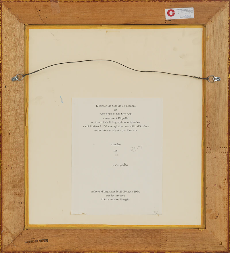 Jean Paul Riopelle, Derrière le miroir, colour lithograph, 1974 - view 3