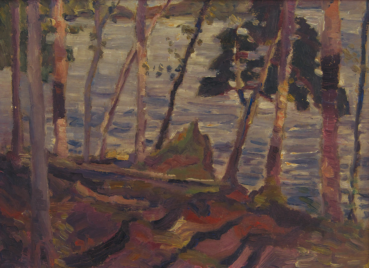 Gordon McKinley Webber, Shoreline Landscape, oil on board, 1927