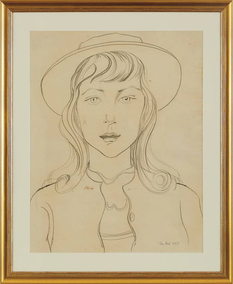 Raymond John Mead, Portrait of a Girl, pencil drawing, 1950 - view 2