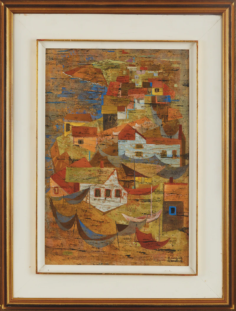Bobs Cogill Haworth, Fishing Village, Gaspé, oil on board - view 2