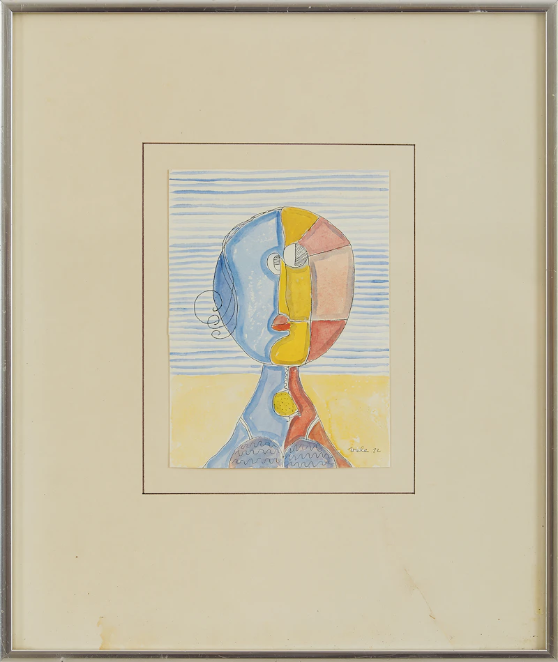 Florence Vale, Head I, ink and watercolour, 1972 - view 2