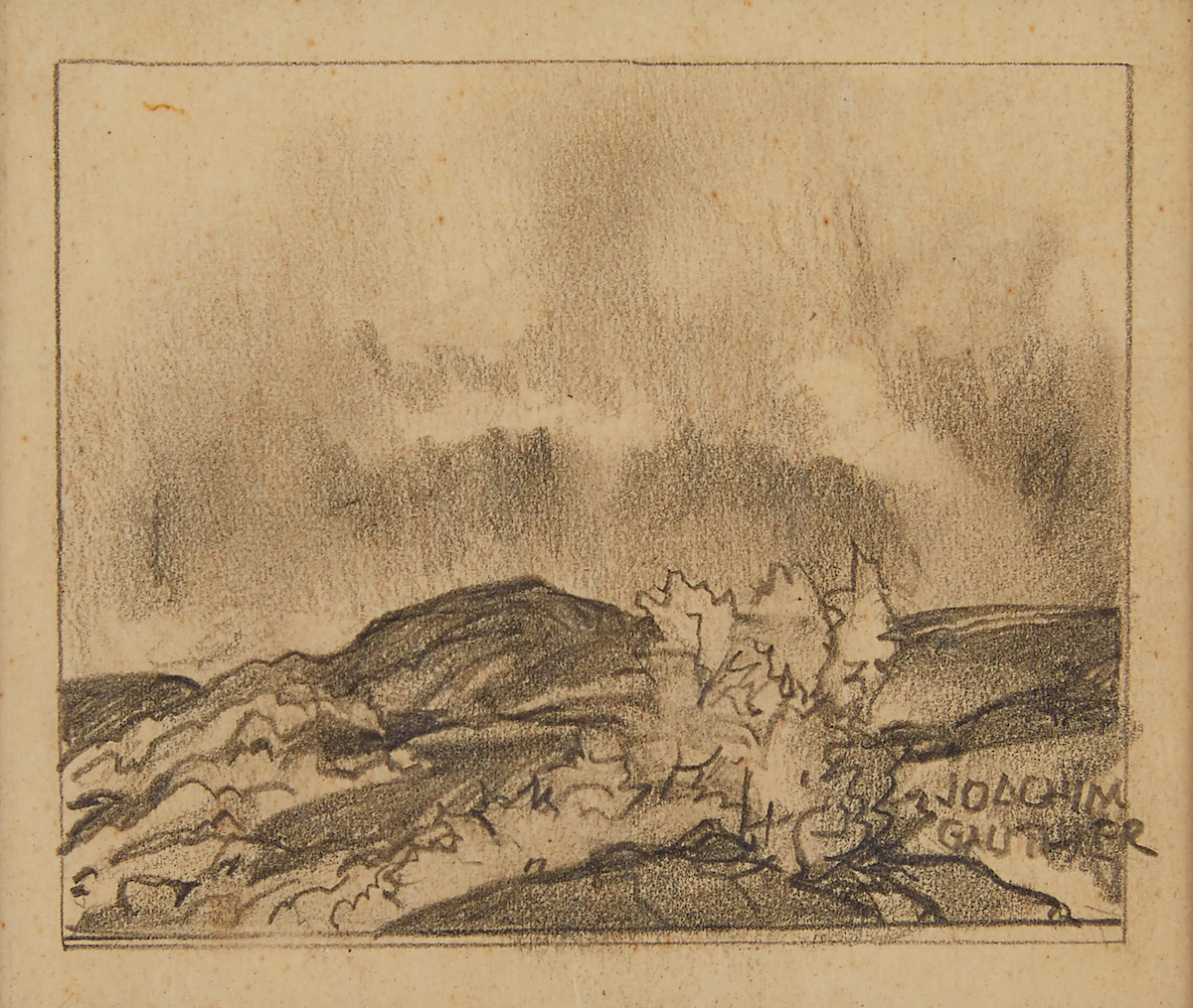Joachim George Gauthier, Landscape, pencil sketch