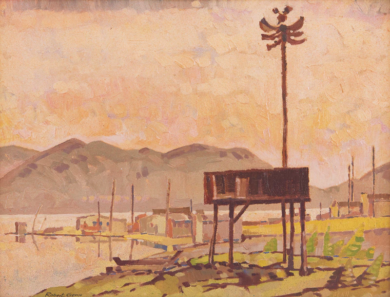 Hillside Grave and Mirrored Village by Robert Genn