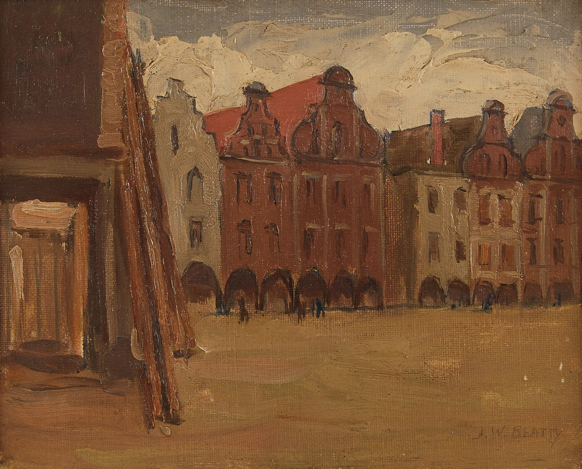 John William Beatty, A Street in Laren, Holland, oil on canvas board, circa 1908