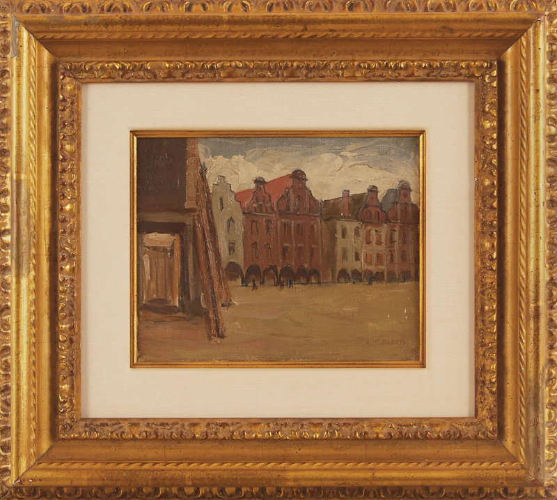John William Beatty, A Street in Laren, Holland, oil on canvas board, circa 1908 - view 2