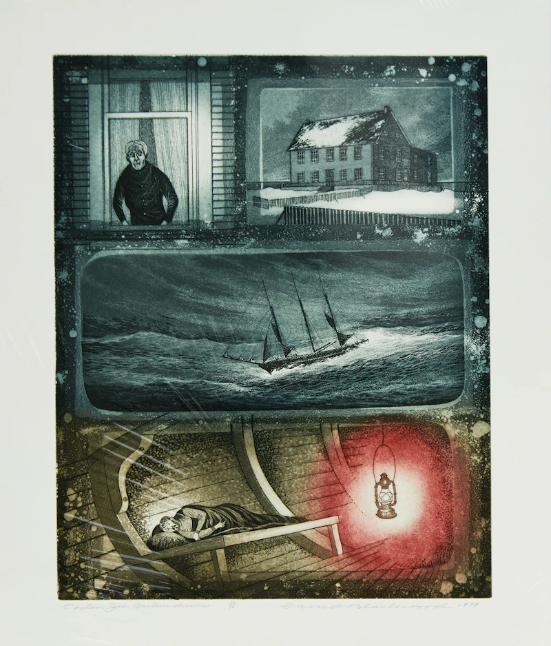 David Lloyd Blackwood, Captain Job Barbour Dreams, colour etching and aquatint, 1979 - view 2
