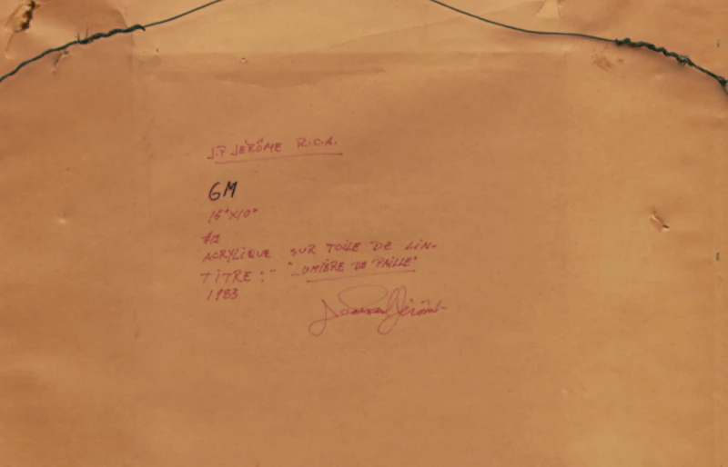 Jean-Paul Jérôme, Lumière de paille, laid down on board, 1983 - view 3