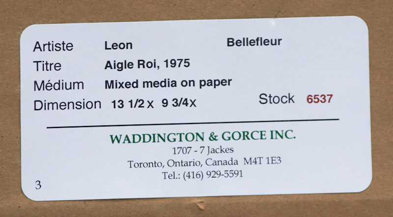 Léon Bellefleur, Aigle-Roi, mixed media on paper, 1975 - view 3
