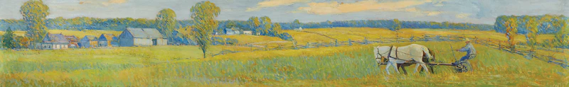 Frederick William Hutchison, Cutting the Mid Summer Hay, oil on canvas - view 2