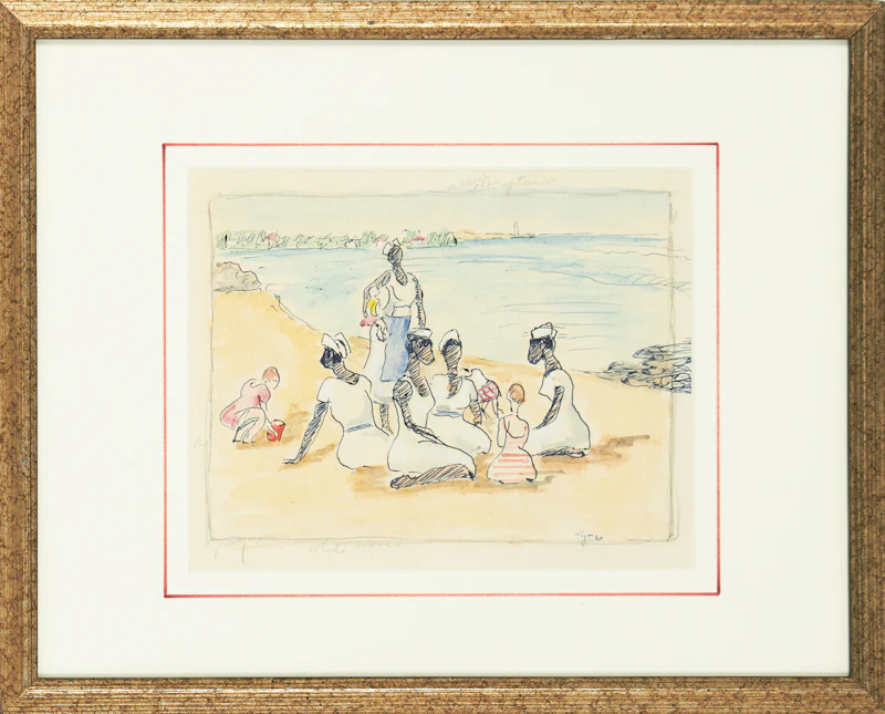 John Goodwin Lyman, Nannies on the Beach, ink - view 2