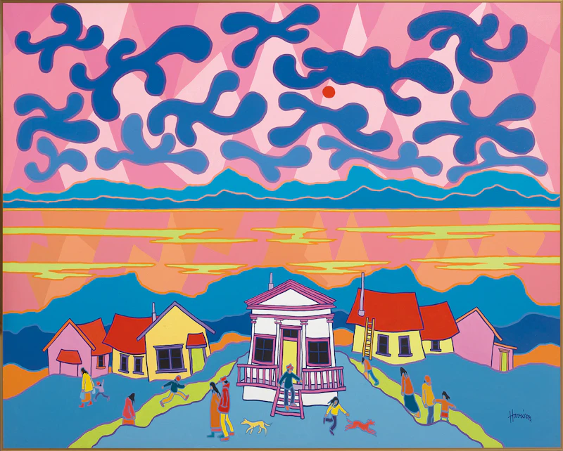 Ted Harrison, The Grecian House (Dawson City), acrylic on canvas, 1982 - view 2