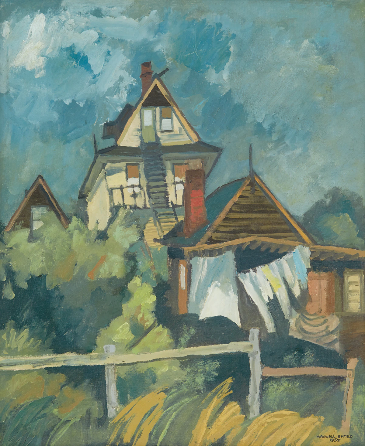 Maxwell Bennett Bates, House by the Sea, oil on board, 1952