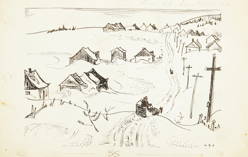 Alexander Young Jackson, Road Over Cap Tourmente (The St. Lawrence), pen and ink on card - view 2
