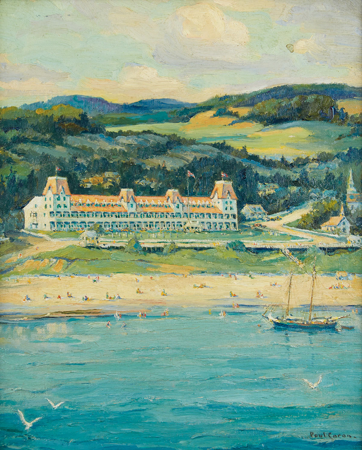 Paul Archibald Caron, Hotel Tadoussac, oil on canvas