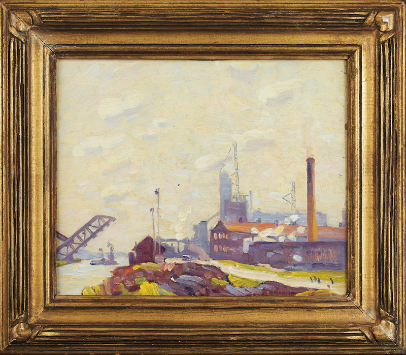 Bernice Fenwick Martin, Steam and Haze of Industry along Toronto’s Waterfront, oil on board - view 2