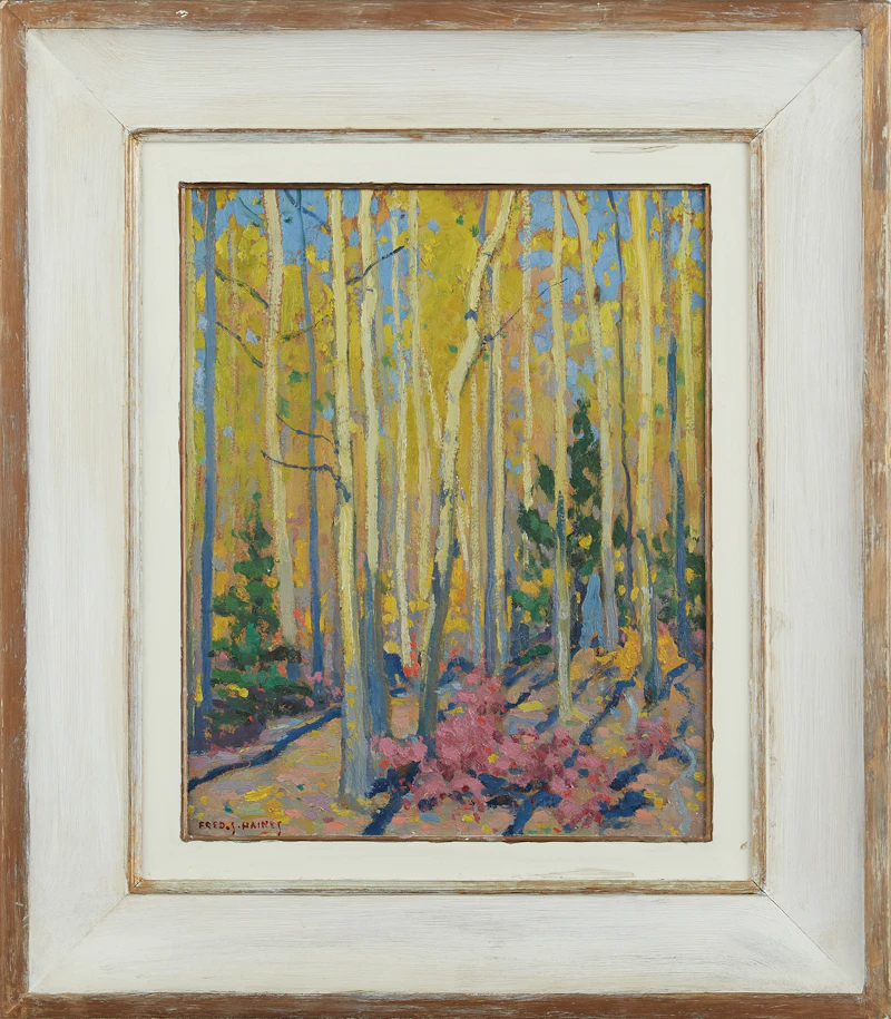 Frederick Stanley Haines, Poplars in the Fall, oil on board - view 2