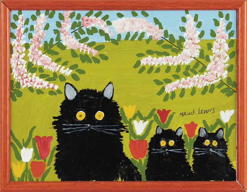 Maud Lewis, Three Black Cats, oil on masonite - view 2