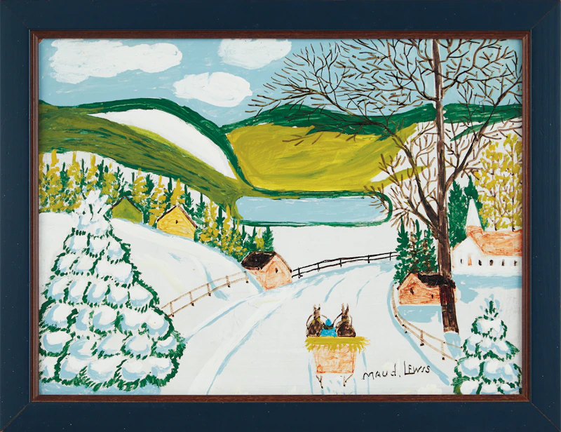 Maud Lewis, Winter Sleighing Scene, mixed media on masonite - view 2