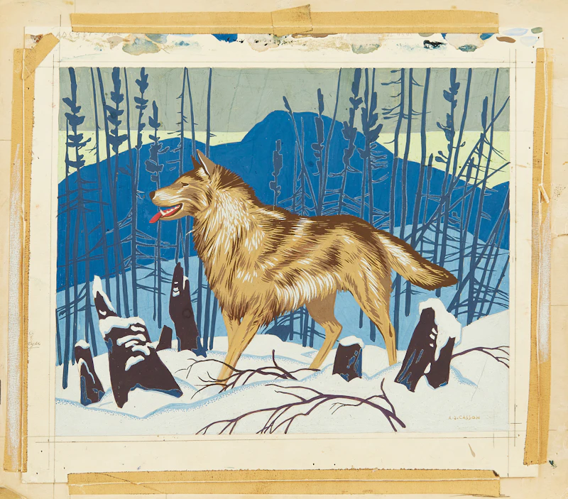 Alfred Joseph Casson, Wolf in Winter, gouache on card - view 2