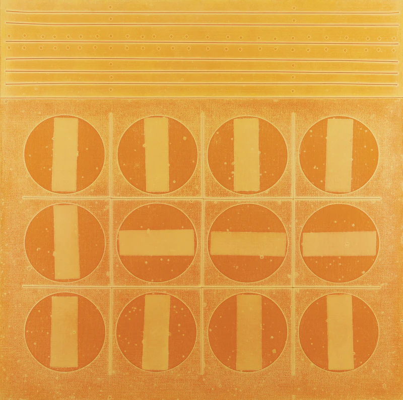Jacques Godefroy de Tonnancour, Sorbet aux douze oranges, mixed media on board, 1969 - view 1