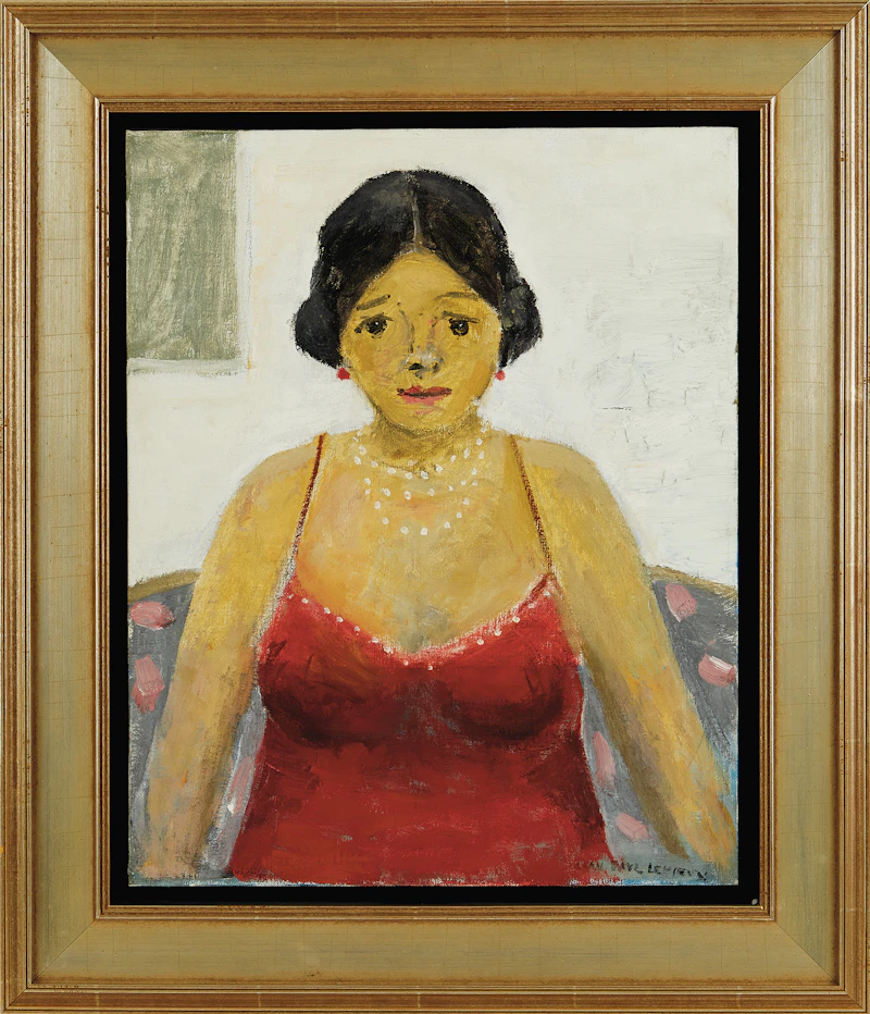 Jean Paul Lemieux, Dame au collier de perles, oil on canvas - view 2