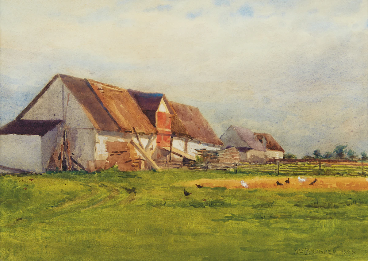 William Brymner, Chickens Feeding on the Farm, watercolour, 1898