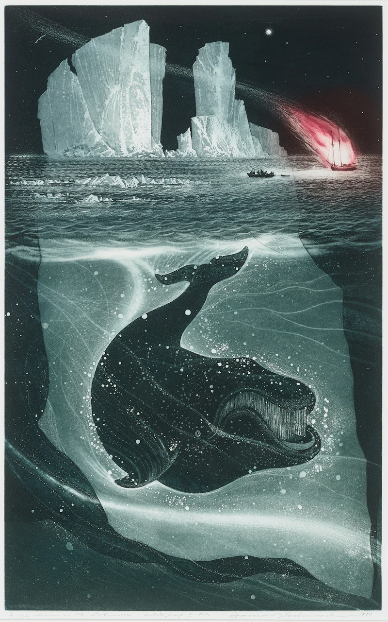 David Lloyd Blackwood, Fire Down on the Labrador, colour etching and aquatint, 1980 - view 2