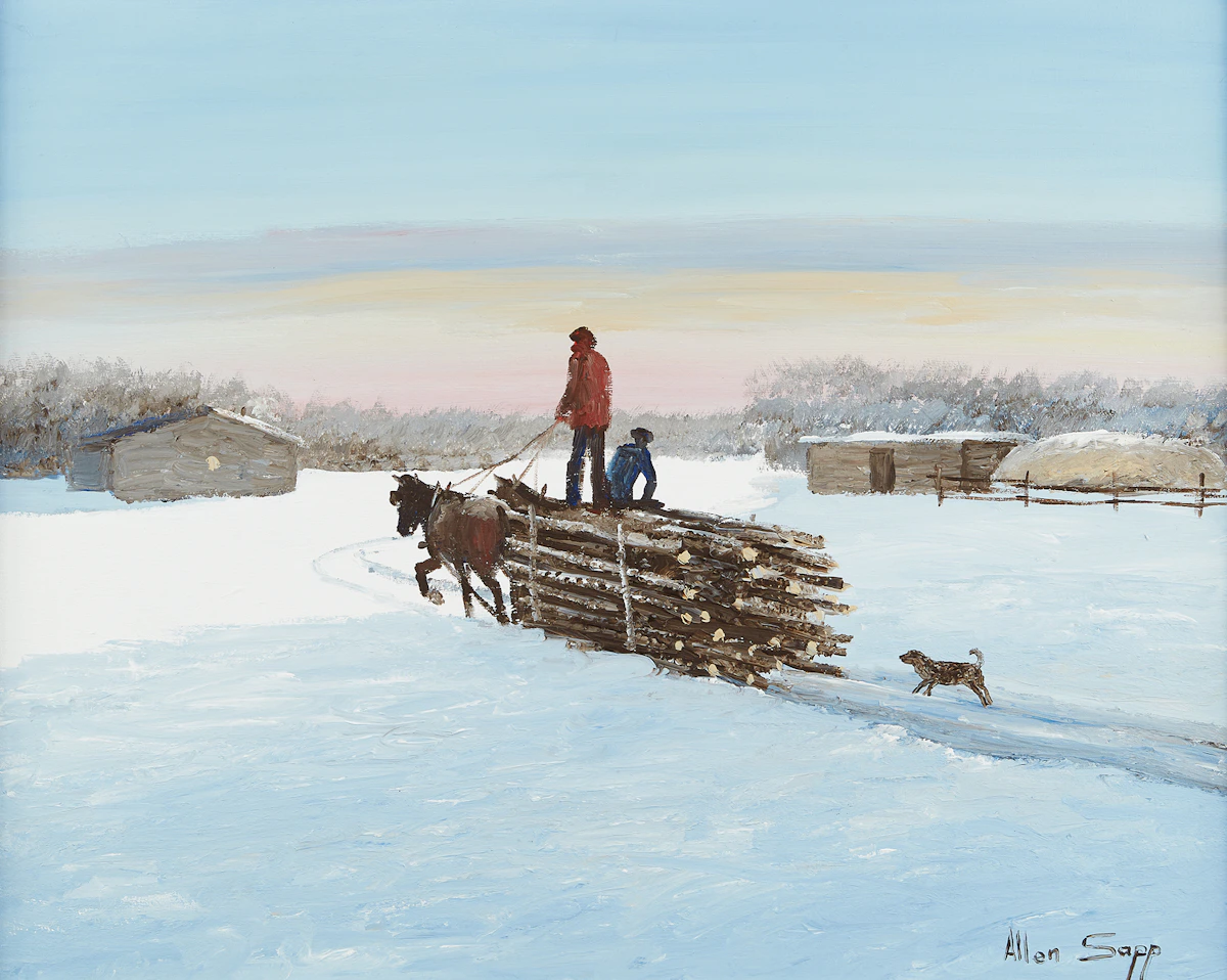 Allen Sapp, Happy to Come Home, acrylic on canvas