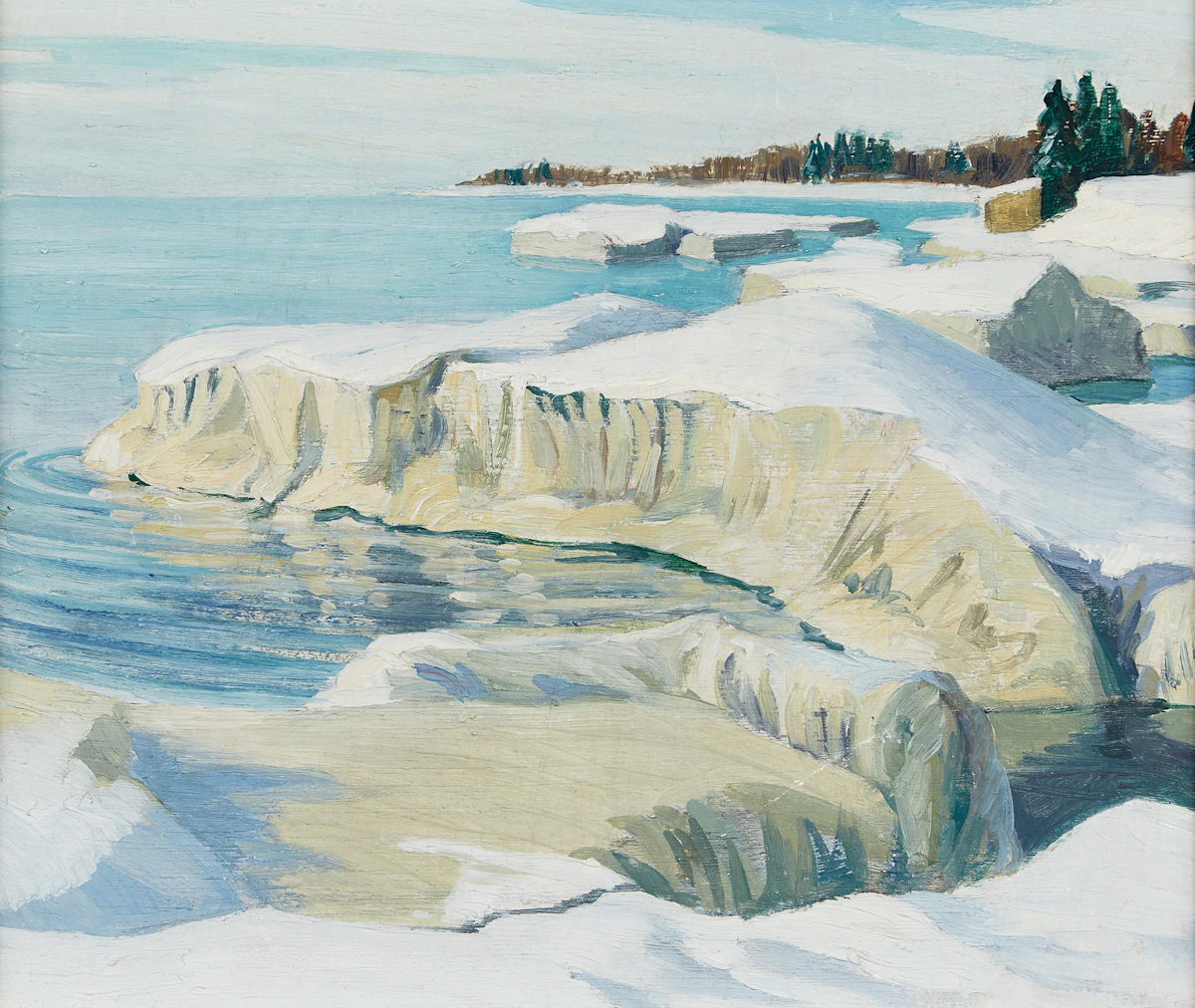 Doris Jean McCarthy, Icebergs in Sunlight, Wellington, oil on board