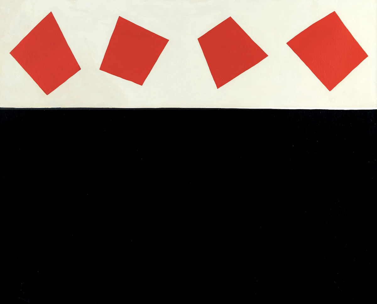 Christian Marcel Barbeau, Le rouge et le noir, oil on canvas, 1963