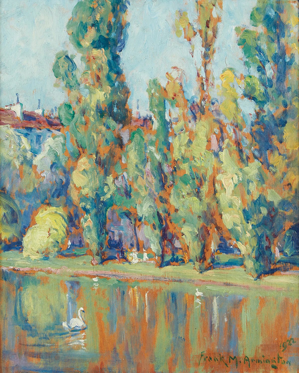 Frank Milton Armington, Parc de Montsouris, Paris, oil on panel, 1922