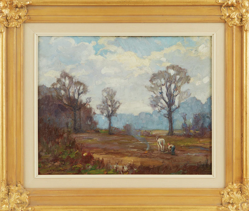 Herbert Sidney Palmer, Working in the Field at Spring Time, oil on board - view 2