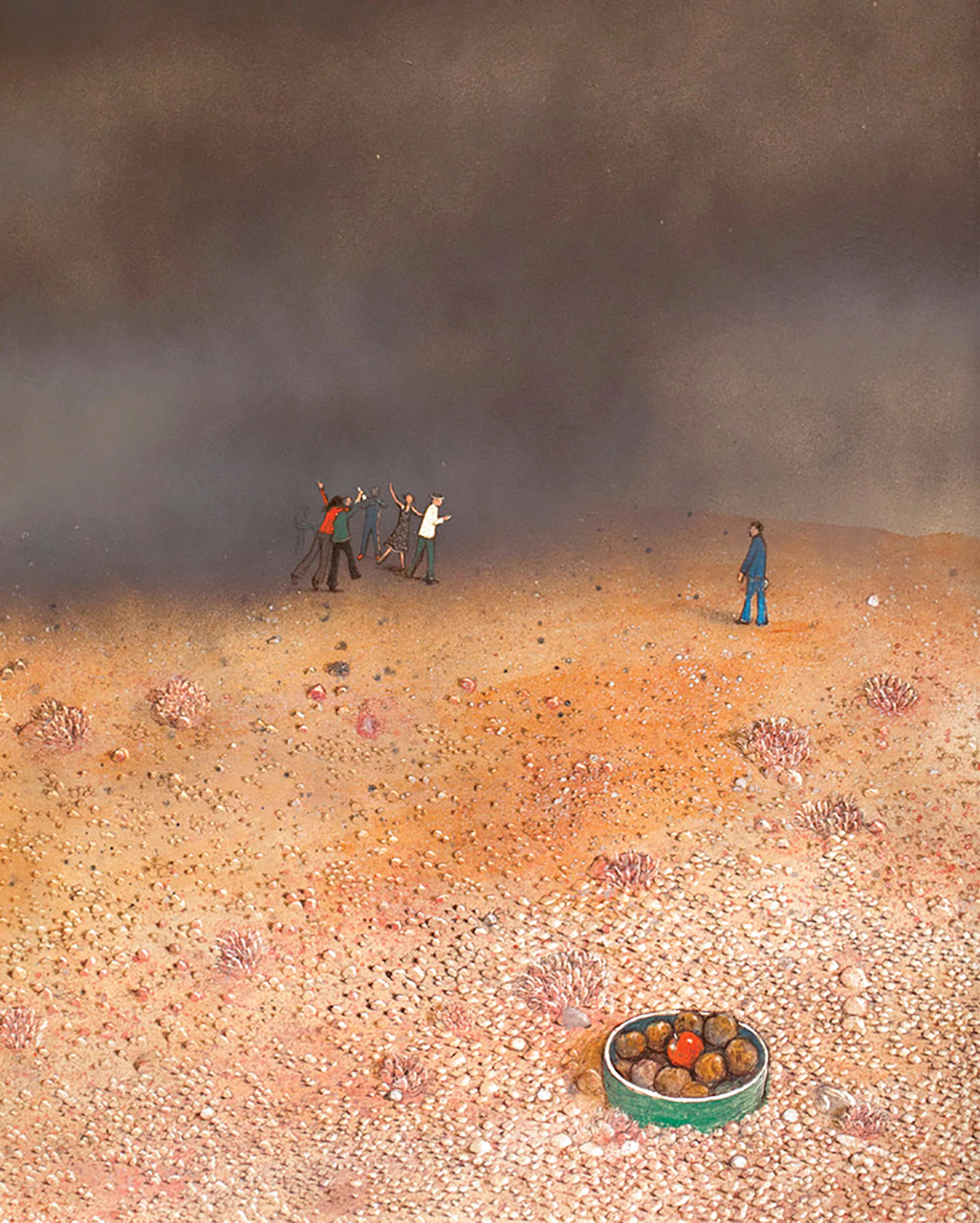 William Kurelek, Bad Companions (Temptation in the Desert Series), mixed media on board, 1975