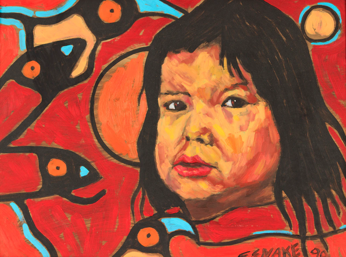 Stephen Snake, Native Portrait, oil on board, 1990