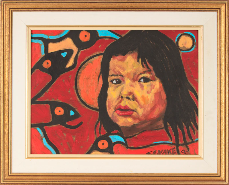 Stephen Snake, Native Portrait, oil on board, 1990 - view 2