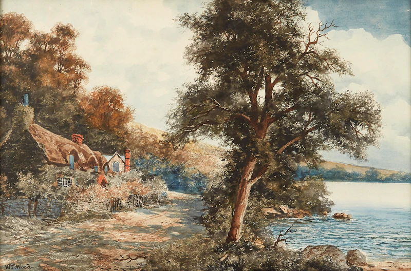 W.T. Wood, Cottage Landscape, watercolour - view 1