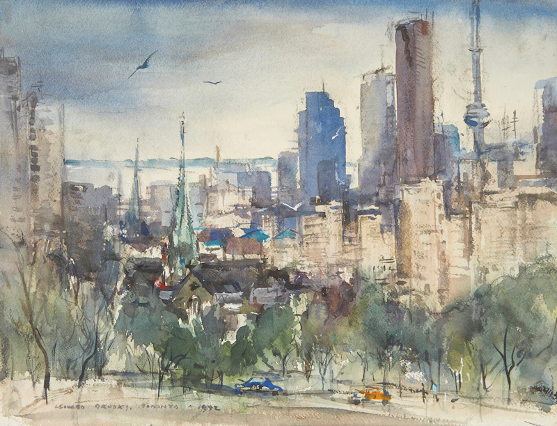 Frank Leonard Brooks, Toronto- 1992; 3 Spires (2), two watercolours, 1992 - view 3