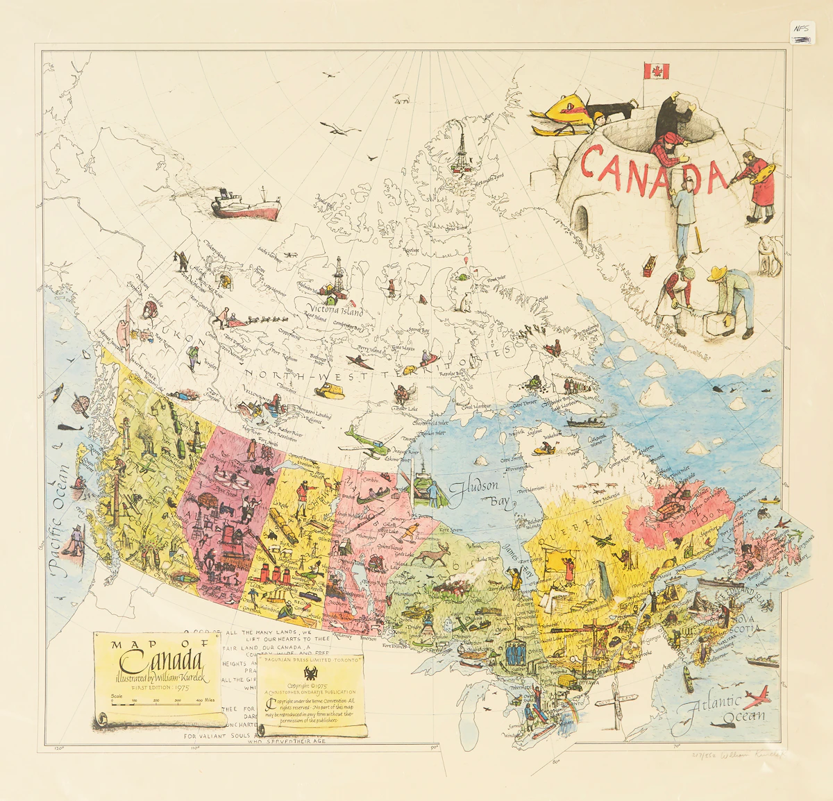 William Kurelek, Map of Canada, colour lithograph