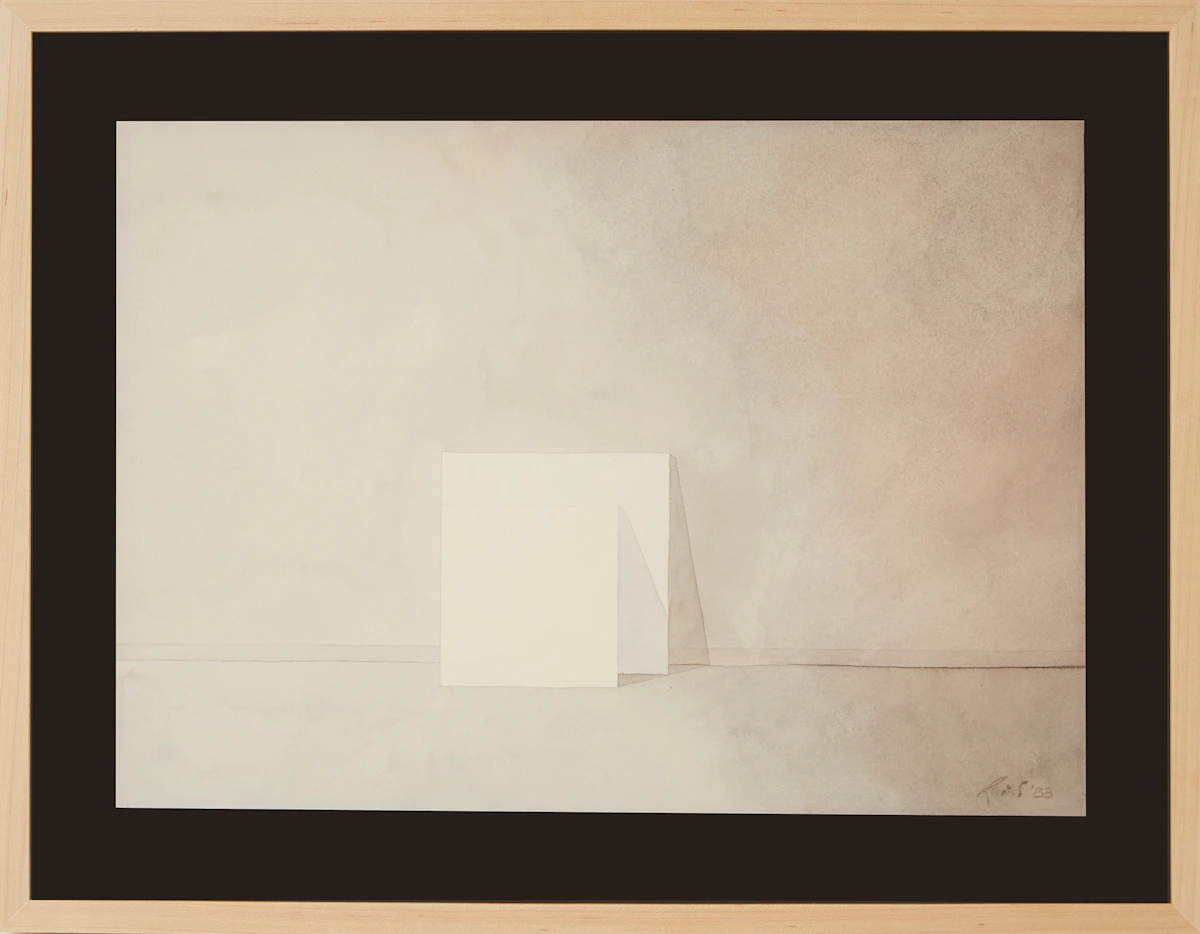 Malcolm Rains, Studio Interior in Pink and Lilac, watercolour, 1983