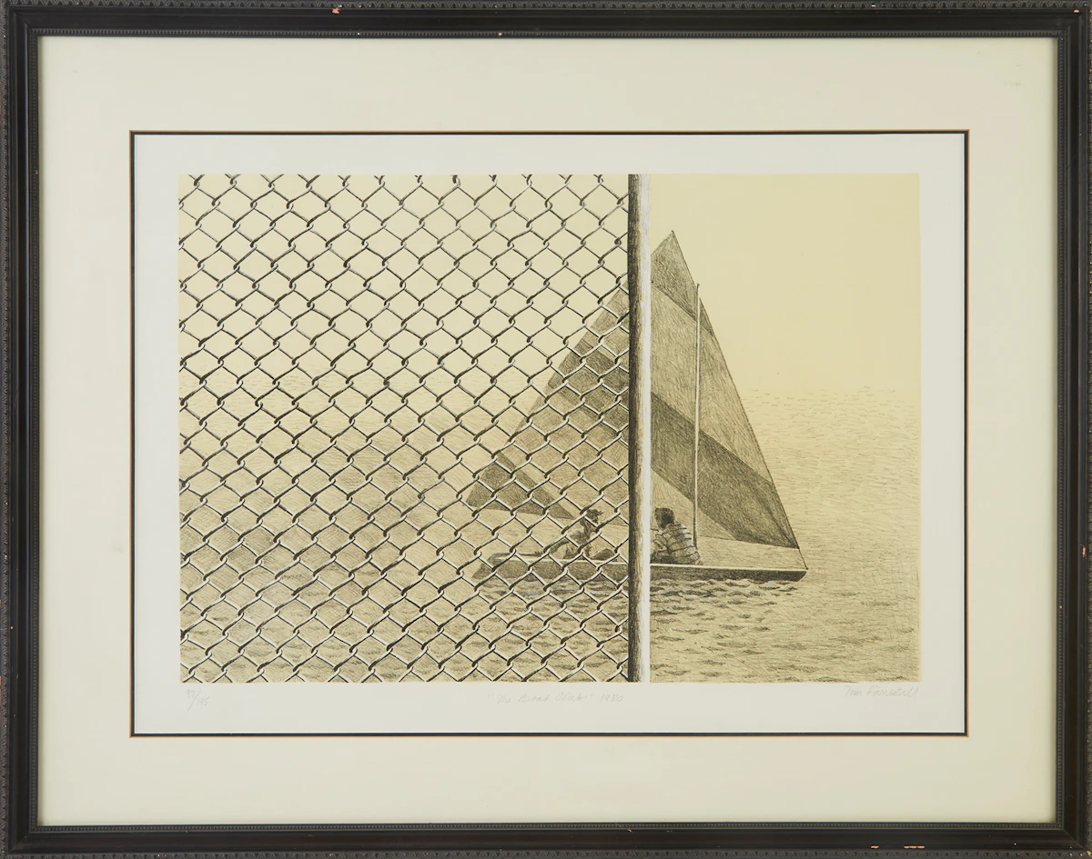 Thomas de Vany Forrestall, The Boat Club, stone lithograph, 1980