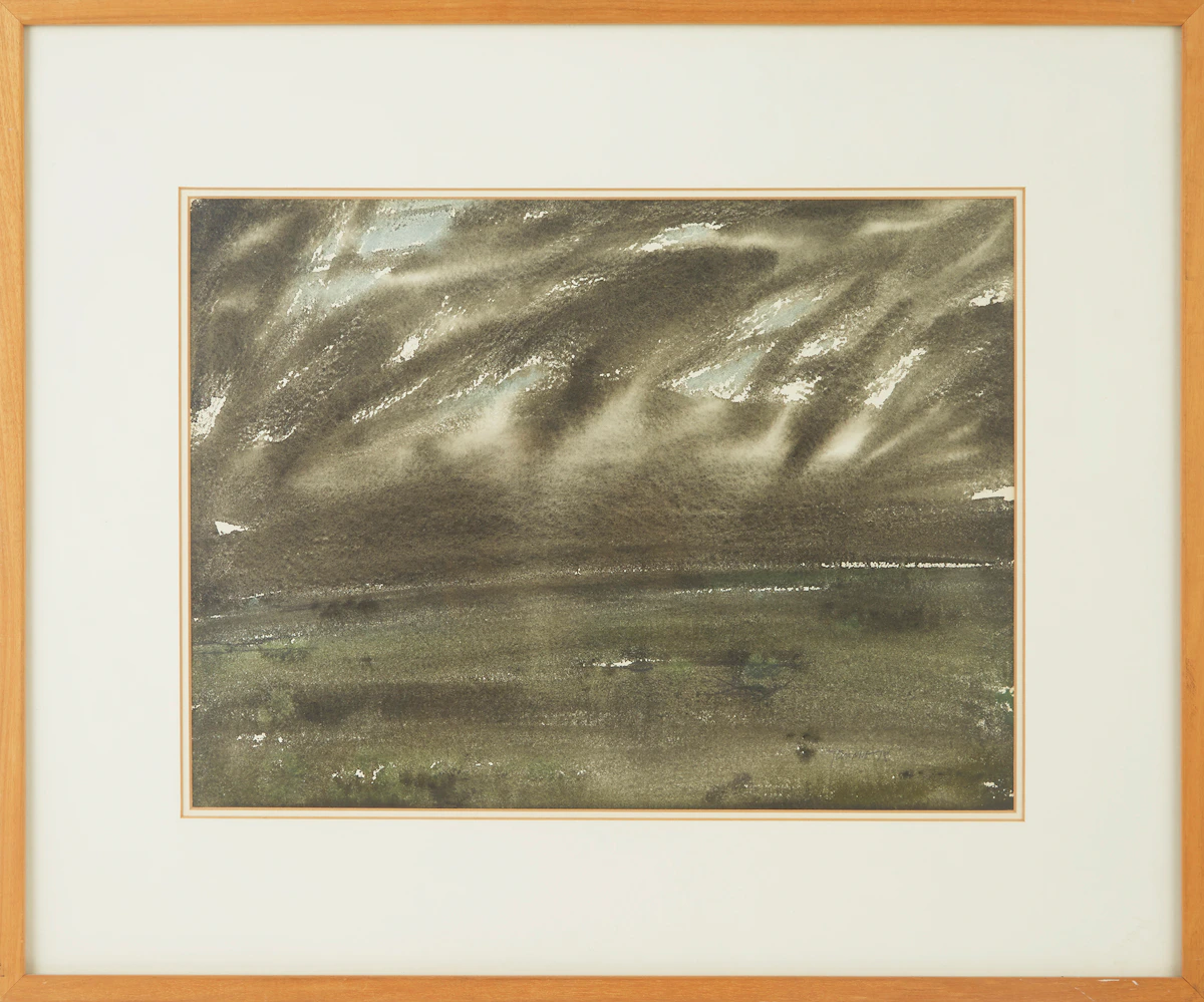Takao Tanabe, Prairie Autumn, Nightfall Near Rosebud, watercolour, 1978