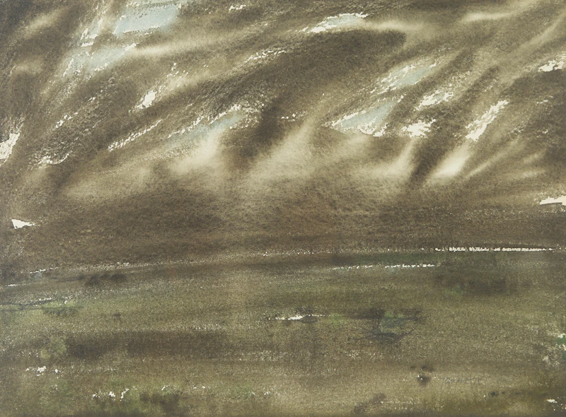 Takao Tanabe, Prairie Autumn, Nightfall Near Rosebud, watercolour, 1978 - view 2