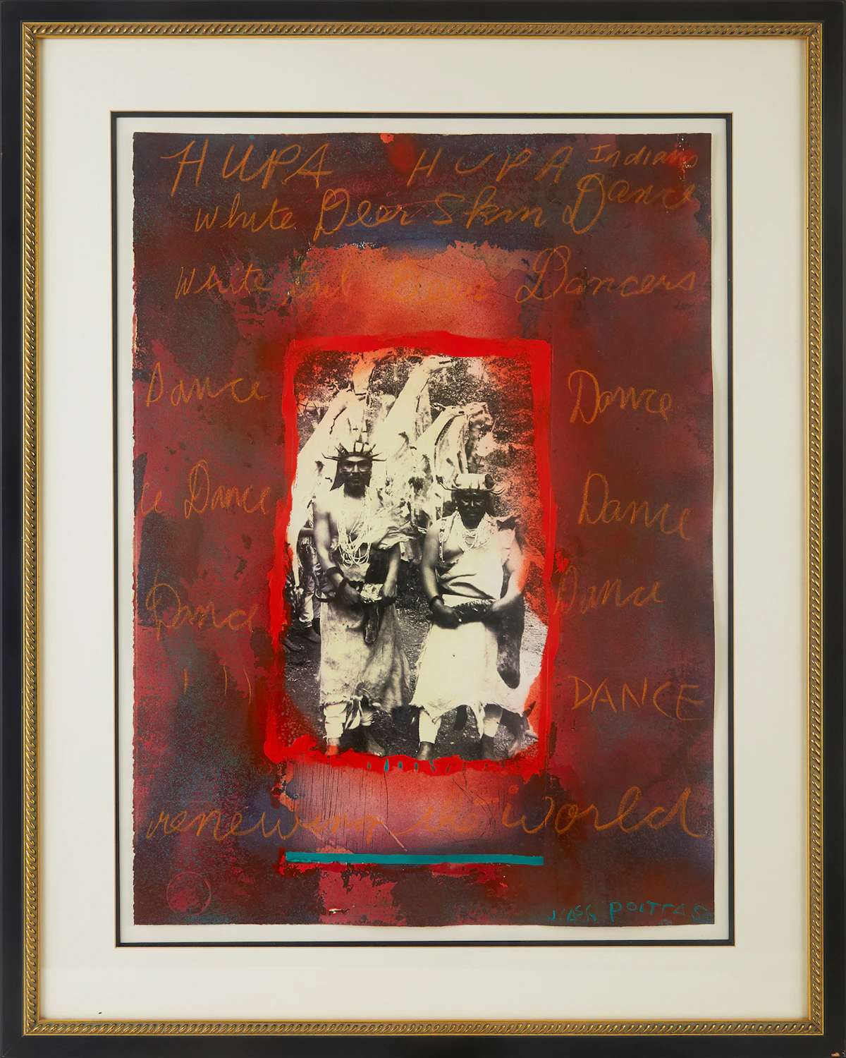 Jane Ash Poitras, Hupa Dancers, mixed media on paper